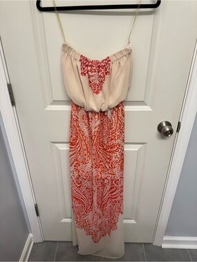 entro Light Pink Maxi Dress with Coral Paisley Print